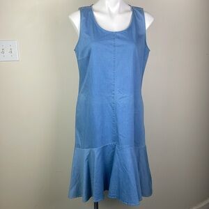 Joan Rivers Vintage Denim Midi Sleeveless Ruffle Bottom